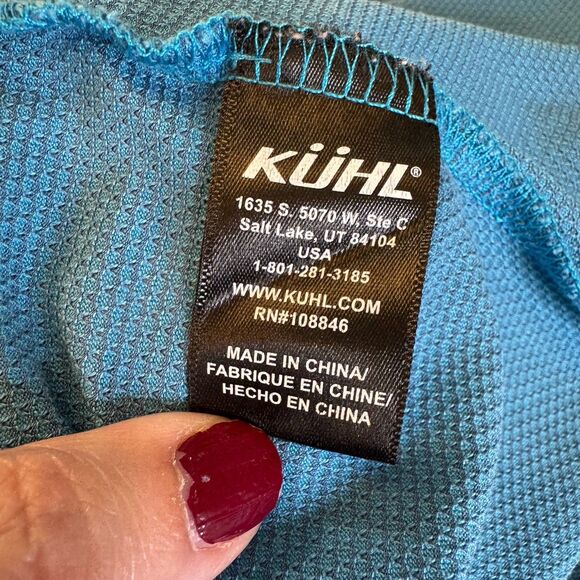 KÜHL Icelandr Polo Shirt Blue Textured Short Sleeve Pockets Men’s Large - Picture 6 of 9